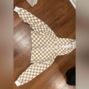 Cropped checkered sweat shirt